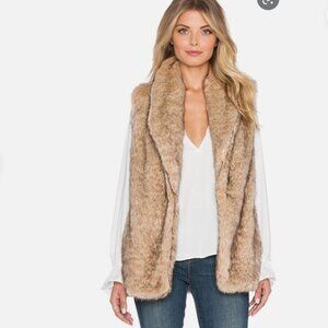 Sanctuary Faux Fur Cream Tan Open Front Long Vest Size Medium